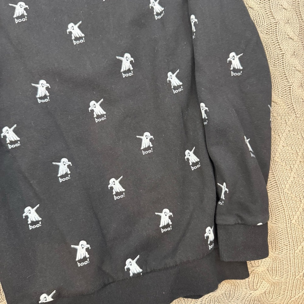 Denim & Flower Black Hoodie with Ghosts and “Boo” ~ 9/10 - Picture 10 of 11
